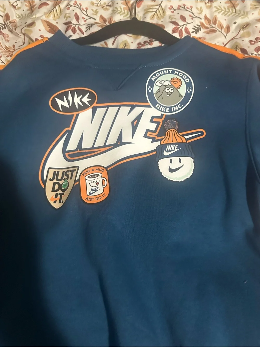 Nike Kids Navy Blue Sweatpants with Orange Stripes